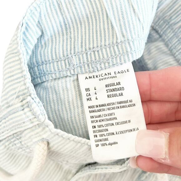 American Eagle Blue White Pinstripe Pants Sz 4 - Picture 3 of 5